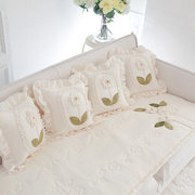韩国初异秀田园纯棉沙发垫，四季通用布艺沙发，坐垫客厅沙发垫套装定