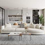 北欧布艺三四人沙发意式简约客厅，大小户型异形科技，布转角(布转角)直排沙发