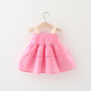 女宝宝夏季吊带连衣裙2024婴儿，小宝宝夏装，糖果色纯棉裙子洋气