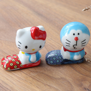 日式卡通陶瓷筷架叮当凯蒂猫筷托工艺品，家居饰品房间摆件