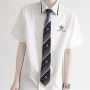 颜沐溪梵樱高 原创设计DK男款短袖白衬衫 学生情侣装夏季