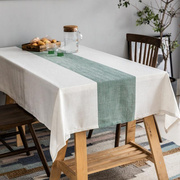 简约茶几餐桌布现代桌布长方形日式桌旗台布，棉麻布艺防水拼色新桌