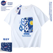 NASA联名梵高星空短袖t恤男夏季纯棉潮流潮牌设计感情侣宽松上衣
