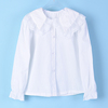 外贸女童长袖衬衫5.23S74286韩版休闲洋装甜美蕾丝娃娃领白色上衣