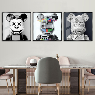 免打孔暴力熊潮流装饰画挂画客厅沙发壁画海报儿童房卡通抽象墙画