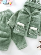 婴儿毛毛衣家居服男童女童睡衣秋季冬装卡通小童幼儿宝宝套装