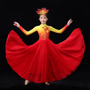 六一儿童开场舞大摆长裙灯火，里的中国舞，台装歌伴舞蹈演出服装