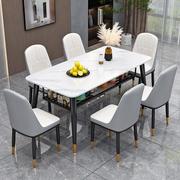 轻奢双层岩板餐桌家用小户型吃饭桌现代简约长方形储物餐桌椅组合