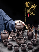 紫砂茶具套装懒人家用石磨，自动泡茶神器中式功夫，茶杯茶盘礼盒送礼