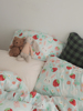 草莓奶糖兔原创动物，单件床品纯棉，双层纱床单被套床笠枕套卧室