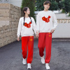 中国风运动套装男女春秋季初中高中学生红色卫衣短裙子两件套