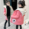 儿童粉红色中大童卡通外套女童夹棉中长款冬季棉袄洋气上衣