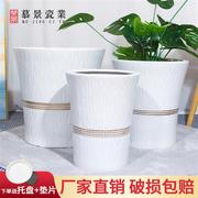 陶瓷大花盆欧式风格简约客厅室，内外绿植文竹多肉兰花植物绿萝小盆