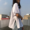 五分袖女半袖大码下摆开叉女T恤2020年夏装韩版宽松短袖上衣