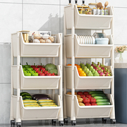 厨房置物架菜篮子落地移动多层储物架放零食，蔬菜水果小推车收纳架
