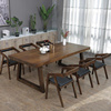 原木餐桌椅组合原木长方形饭桌深色美式复古风咖啡厅全实木桌子