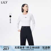 lily女装趣味熊猫气质，通勤款舒适圆领修身打底衫上衣女