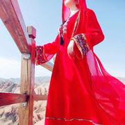 漠西藏沙旅游红色民风，披9018肩衫女防晒族外套开雪纺长袖沙滩