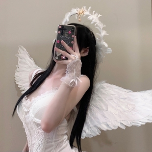 白色天使精灵翅膀羽毛，cosplay万圣节圣诞节服装饰女穿搭套装道具