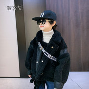 韩国男童加厚羊羔绒，外套2023冬季韩版儿童，皮毛一体夹克衫