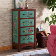 美式斗柜带锁实木收纳柜客厅家具储物柜复古彩绘抽屉柜整装置物柜