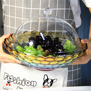 水晶玻璃水果盘网红带盖子大号果盘有盖大容量盘子水果带盖水果盆