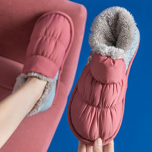 包跟棉拖鞋女冬季2024家居室内防滑加绒保暖外穿毛拖鞋女士冬