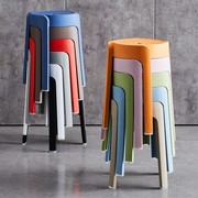 塑料凳子加厚家用可叠放餐桌板凳，圆凳时尚创意，高凳子(高凳子)北欧简约椅子
