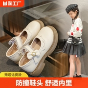 女童鞋子儿童公主小皮鞋，2024年春秋季女孩女宝宝黑色单鞋大童