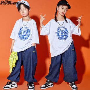 儿童街舞套装夏季原宿风hiphop舞蹈服装男童嘻哈，演出服女童表演服