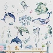  海底生物动物墙贴海豚乌龟章鱼浴室玻璃瓷砖贴纸ZC-362-027
