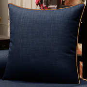 中式枕抱靠垫沙发纯色抱枕客厅床头亚麻靠枕靠背垫含芯抱枕套定制