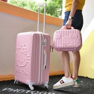 米熙可爱拉杆箱女士韩版旅行箱学生粉色，万向轮20寸登机密码行李箱