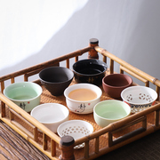 功夫小茶杯陶瓷茶盏茶碗家用单个品茗杯紫砂主人杯青花瓷泡茶具
