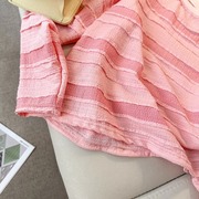 粉色条纹长袖T恤女秋装2023设计感小众打底衫多巴胺短款上衣