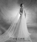 欧美新娘结婚披纱韩式简约3米拖尾婚礼纱长头纱旅拍写真配饰