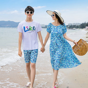 情侣装沙滩女夏2024男套装海边旅游渡假民族风显瘦连衣裙子仙
