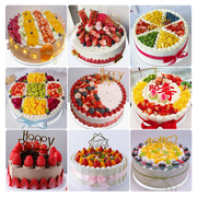 网红6寸8寸10寸新鲜草莓，水果祝寿仿真生日蛋糕模型塑胶假蛋糕