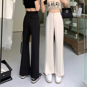 垂坠感白色西装裤女夏季宽松高腰，阔腿裤直筒裤，休闲微喇叭长裤子潮
