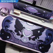 极想星翼物语电竞鼠标垫笔记本电脑超大办公桌垫暗黑紫色防滑加厚