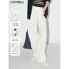 cocobella设计感高腰飘带白色，牛仔裤女宽松休闲阔腿裤dn0006