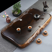 黑檀木茶盘家用简易精雕双龙加厚长方形茶海排水小型茶台茶具