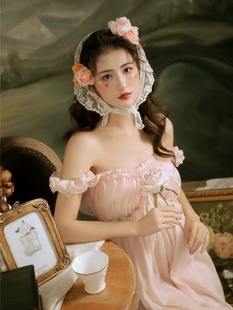 影楼孕妇照服装甜美少女感温柔复古花仙子氛围拍照粉色连衣裙