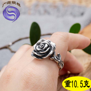 925纯银玫瑰花戒指，女食指环时尚复古泰银韩版夸张个性，饰品送女友