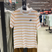 nike耐克夏季男子stripe运动休闲圆领条纹短袖t恤dz2986-100