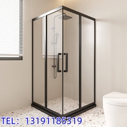 l型淋浴隔断卫生间干湿分离简易推拉门淋浴房不锈钢直角玻璃浴屏