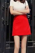 红色半身裙春秋款百搭西装料，高级感高腰一步裙a字包臀裙显瘦短裙