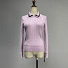 品牌折扣浅紫色针织衫女2024高弹力(高弹力)可拆卸领甜美百搭显瘦打底衫