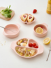 肆月日式儿童餐盘分格女孩家用陶瓷宝宝水果定量三格盘子分隔餐具