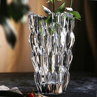 欧式水晶玻璃花瓶现代简约时尚，花瓶客厅台面，透明花瓶插花摆件花瓶